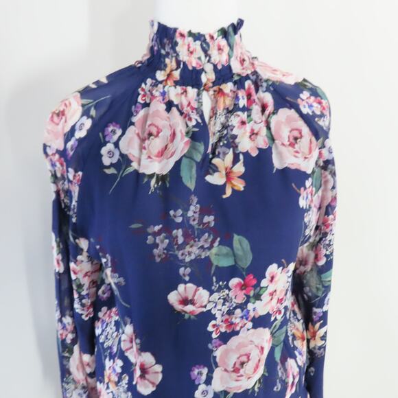 Yumi Kim Silkwood Navy Class Act Dress Long Sleeve Mock Neck Layered Size Small - Picture 6 of 8